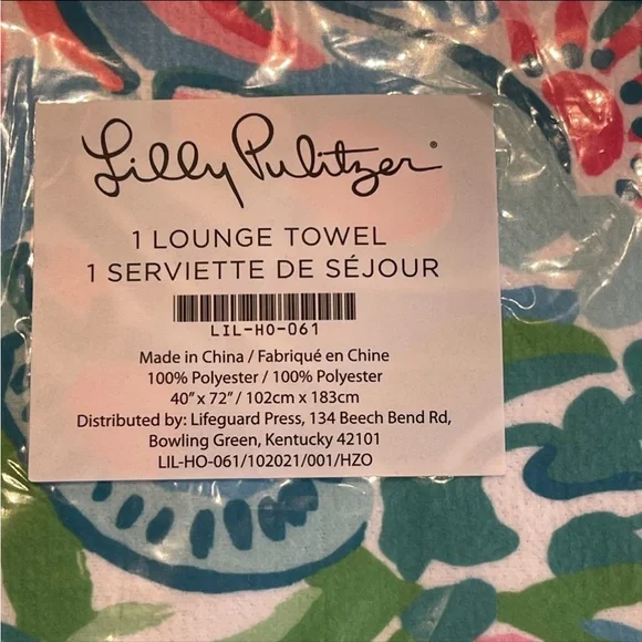Lilly Pulitzer Lounge Towel Oversized Floral Pink Blue Beach Blanket Picnic NWT - Picture 5 of 6